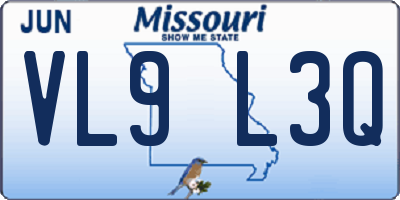 MO license plate VL9L3Q