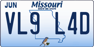MO license plate VL9L4D