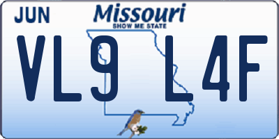MO license plate VL9L4F