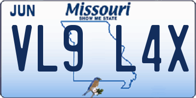 MO license plate VL9L4X
