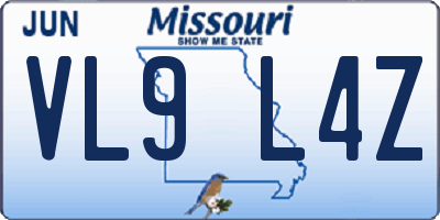 MO license plate VL9L4Z
