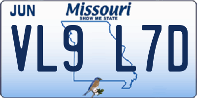 MO license plate VL9L7D
