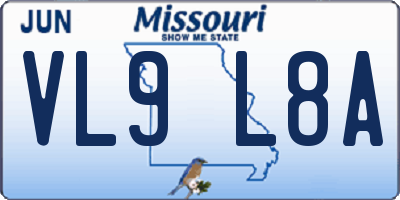 MO license plate VL9L8A