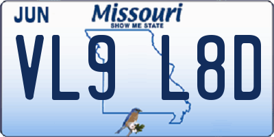 MO license plate VL9L8D