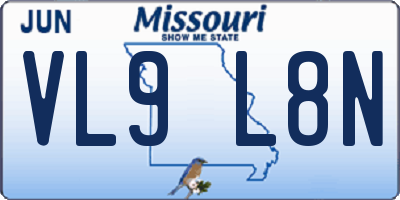MO license plate VL9L8N