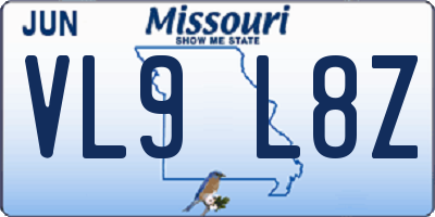 MO license plate VL9L8Z