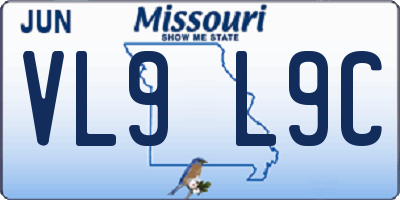 MO license plate VL9L9C