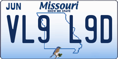 MO license plate VL9L9D