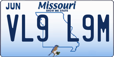MO license plate VL9L9M
