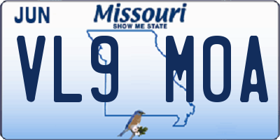 MO license plate VL9M0A