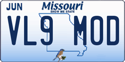 MO license plate VL9M0D