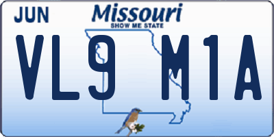 MO license plate VL9M1A