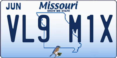 MO license plate VL9M1X