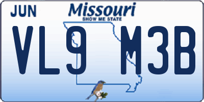 MO license plate VL9M3B