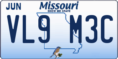 MO license plate VL9M3C