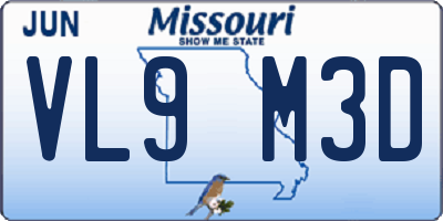 MO license plate VL9M3D