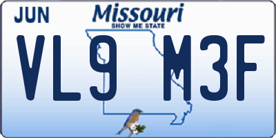 MO license plate VL9M3F