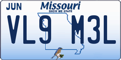 MO license plate VL9M3L