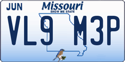 MO license plate VL9M3P