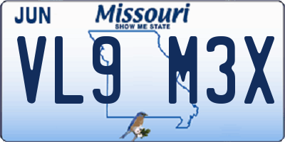 MO license plate VL9M3X