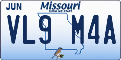 MO license plate VL9M4A