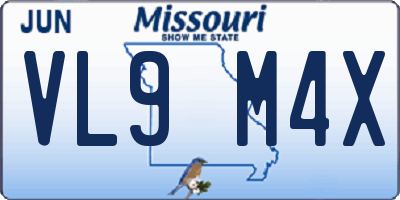 MO license plate VL9M4X