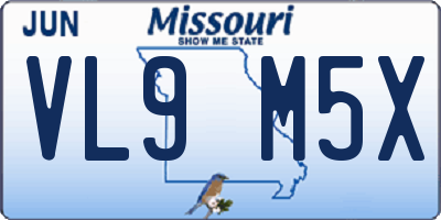 MO license plate VL9M5X