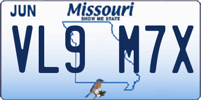 MO license plate VL9M7X