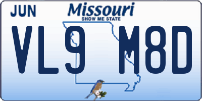 MO license plate VL9M8D