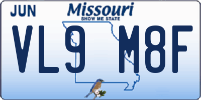 MO license plate VL9M8F