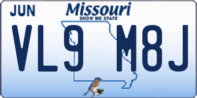 MO license plate VL9M8J