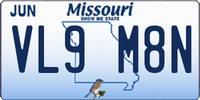 MO license plate VL9M8N