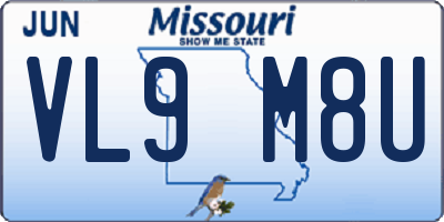 MO license plate VL9M8U