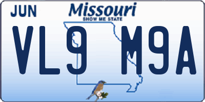 MO license plate VL9M9A