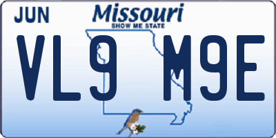 MO license plate VL9M9E
