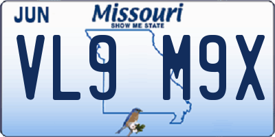 MO license plate VL9M9X