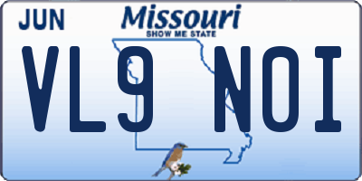 MO license plate VL9N0I