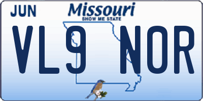 MO license plate VL9N0R