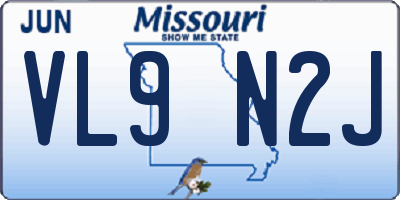 MO license plate VL9N2J