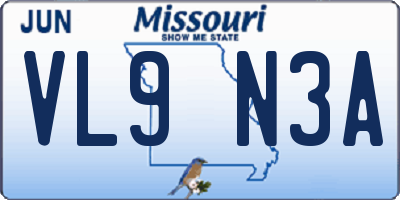 MO license plate VL9N3A
