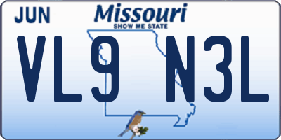 MO license plate VL9N3L