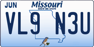 MO license plate VL9N3U