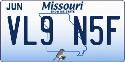 MO license plate VL9N5F