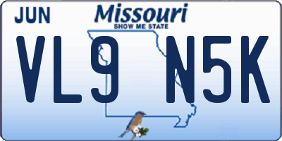 MO license plate VL9N5K