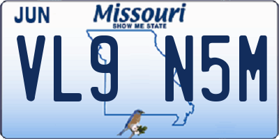 MO license plate VL9N5M
