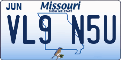 MO license plate VL9N5U