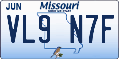 MO license plate VL9N7F