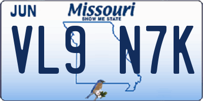 MO license plate VL9N7K