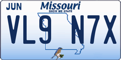 MO license plate VL9N7X