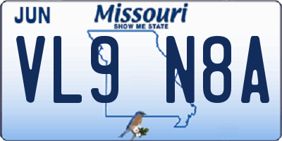 MO license plate VL9N8A